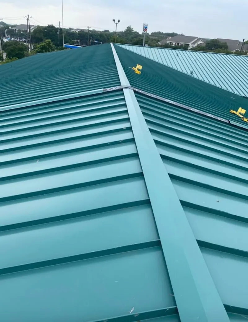 Green commercial metal roof ridge and valley for Metal Roof Repair in Bridge City